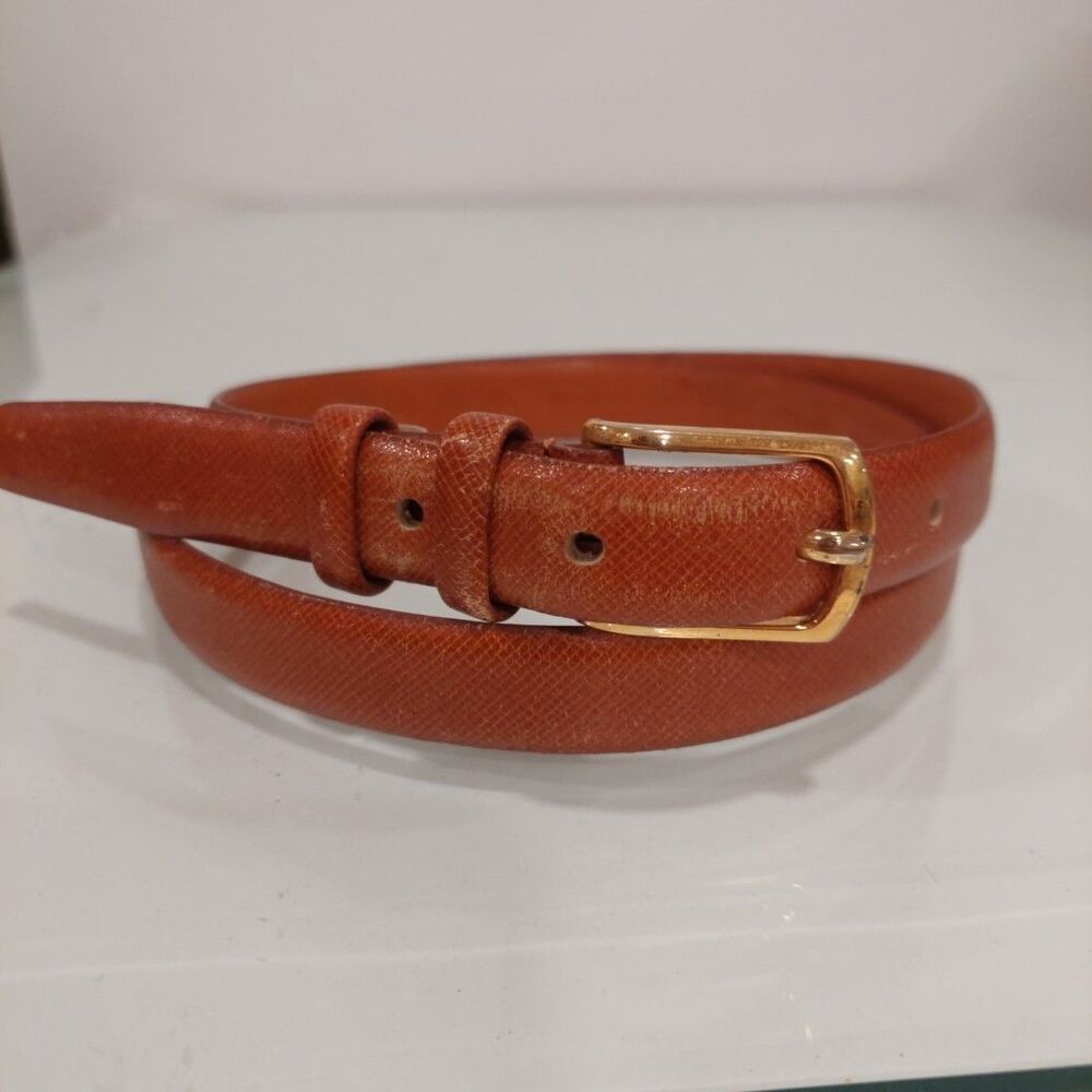 Vintage Henry Grethel Womens Glazed Cowhide Leather Belt Size 34 Orange